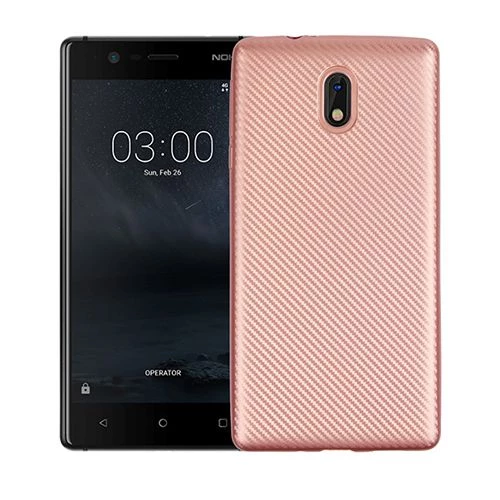 FitCase Nokia 3 Carbon Desen Arka Kapak Rose Gold ürün görseli 1