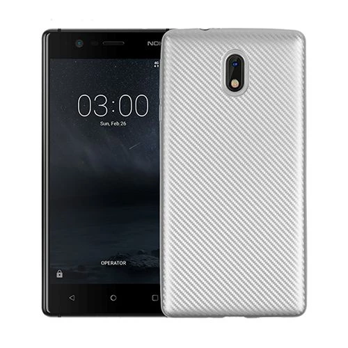 FitCase Nokia 3 Carbon Desen Arka Kapak Silver ürün görseli 1