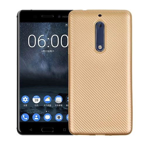 FitCase Nokia 5 Carbon Desen Arka Kapak Gold ürün görseli 1