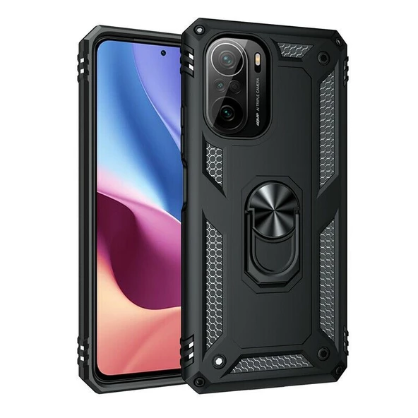 Smcase Xiaomi Poco F3 Kılıf Vega Yüzüklü Tank Silikon ürün görseli 1