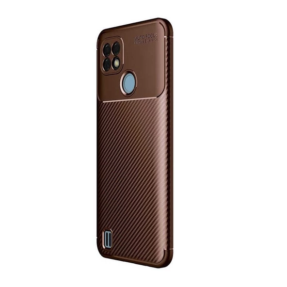 Smcase Realme C21 Kılıf Kamera Korumalı Karbon Dokulu Negro Silikon  Nano Ekran Koruyucu ürün görseli 1