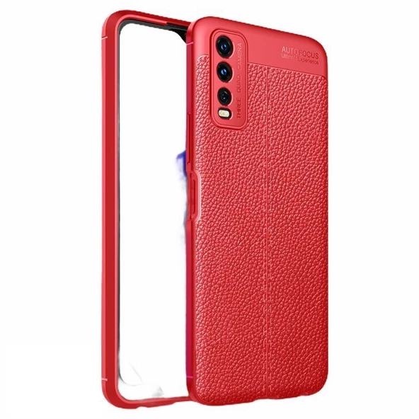 Smcase Vivo Y20s Kılıf Kamera Korumalı Deri Dokulu Niss Silikon  Nano Ekran Koruyucu ürün görseli 1