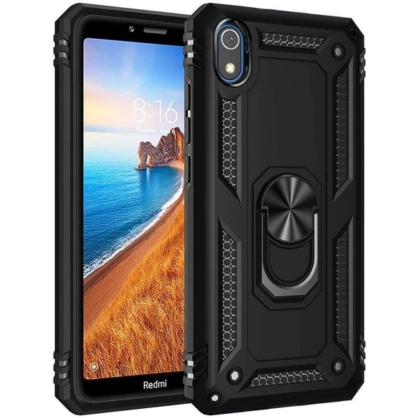 Smcase Xiaomi Redmi 7A Kılıf Vega Yüzüklü Tank Kapak  Nano Ekran Koruyucu ürün görseli 1