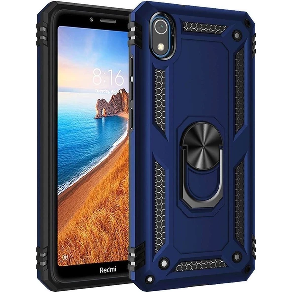 Smcase Xiaomi Redmi 7A Kılıf Vega Yüzüklü Tank Kapak Lacivert ürün görseli 1