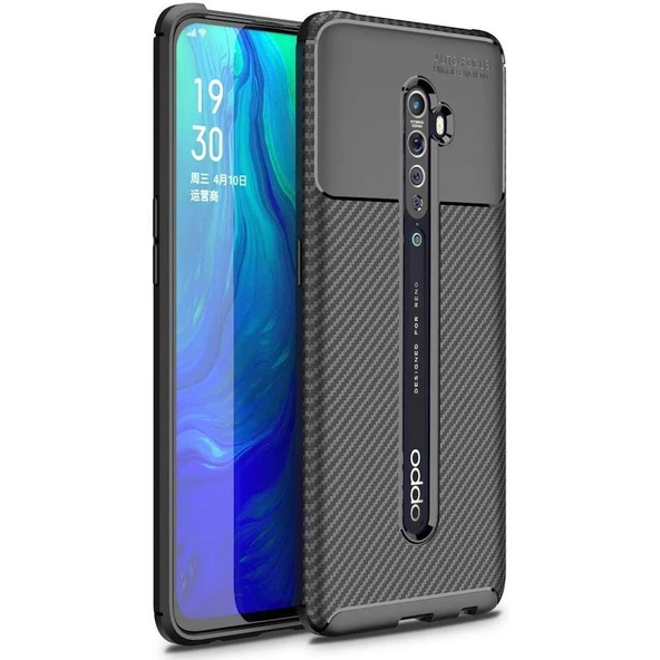 Smcase Oppo Reno 2 Kılıf Negro Karbon Silikon  Nano Ekran Koruyucu ürün görseli 1