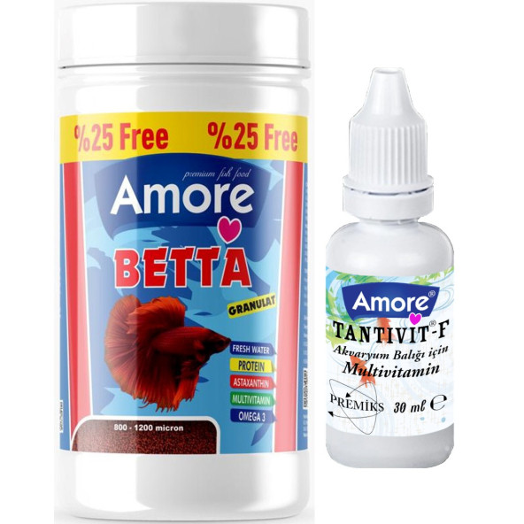 Amore Betta Granulat 125 ml 56 gr Akvaryum Beta Balık Yemi ve Balık Vitamini ürün görseli 1