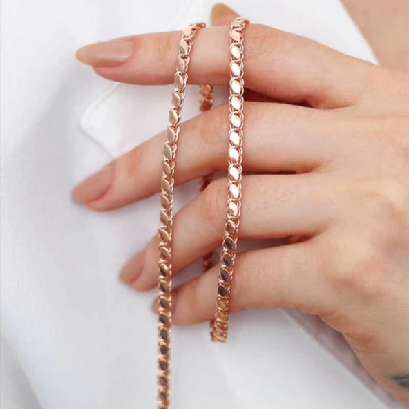 Gümüş Rose Pullu Arpa Zincir SL3757 - Resim 5
