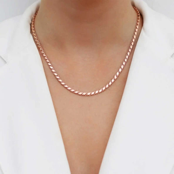 Gümüş Rose Pullu Arpa Zincir SL3757 - Resim 3