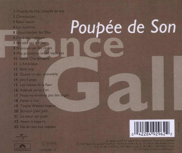 FRANCE GALL - POUPEE DE SON (CD) (1992) - Resim 2