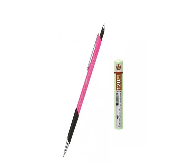 Faber Castel FABER CASTELL GRIP 1345 0.5mm PEMBE UÇLU KALEM + 120 Lİ FABER ASTEL 0,5 MM UÇ
