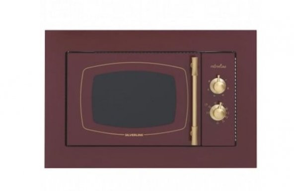 Silverline MW9033R01 Retro Rustk Bordo Ankastre Mikrodalga Fırın ürün görseli 1