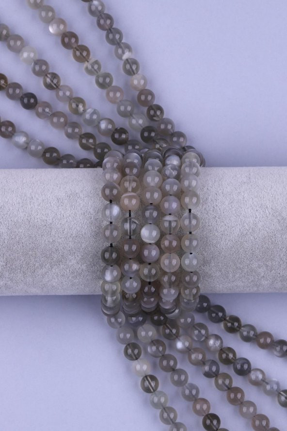 Gri Ay Taşı Doğal Taş Dizi 8 mm Küre Kesim ürün görseli 1