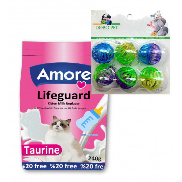 Yavru Kedi Süt Tozu LifeGuard 240gr Biberon ve 6lı Top Oyuncak ürün görseli 1