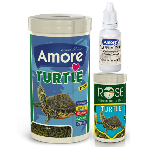 Amore Turtle Green Sticks 1000ml Rose 250ml Su Kaplumbağası Yemi ve Vitamin ürün görseli 1