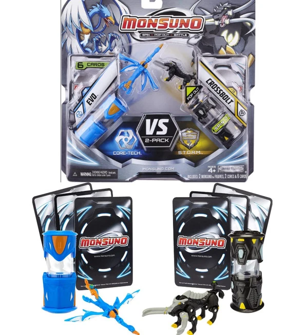 MONSUNO, Lisanslı Evo vs Crossbolt Figürleri, Fırlatma Kapsülleri ve 6 Oyun Kartı ürün görseli 1