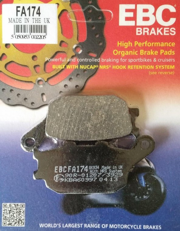 Ebc Fa174 2004-2012 Honda CBF 600 Uyumlu Arka Fren Balatası Organik Balata ürün görseli 1
