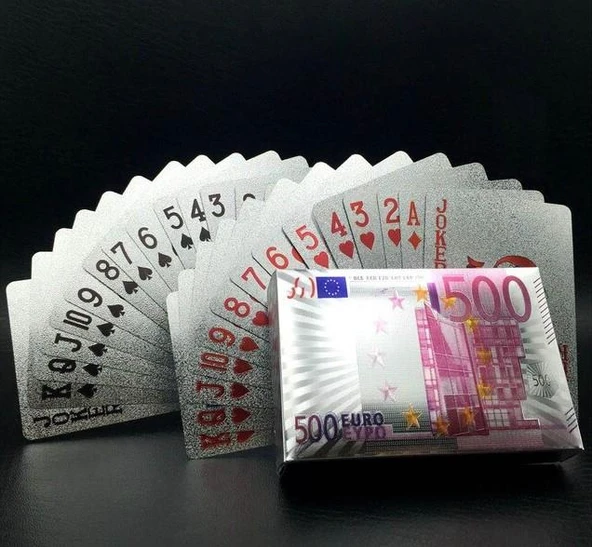 Euro Baskılı İskambil Oyun Kartları Gümüş Renk ürün görseli 1