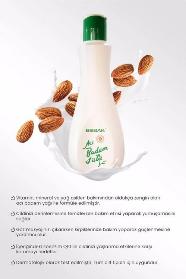 Bebak Acıbadem Makyaj Temizleme Sütü 215 Ml - Resim 2