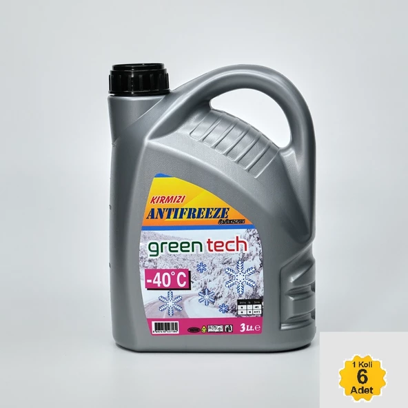 Greentech Kırmızı Antifiriz 3 litre 1 Koli 6 Adet Uyumlu ürün görseli 1
