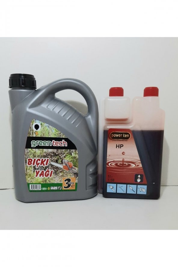 Greentech Bıçkı Yağı 3 Litre + Powerten Ölçekli 2 Zamanlı Motor Yağı Ağaç Kesme Bıçkı 1 Litre ürün görseli 1