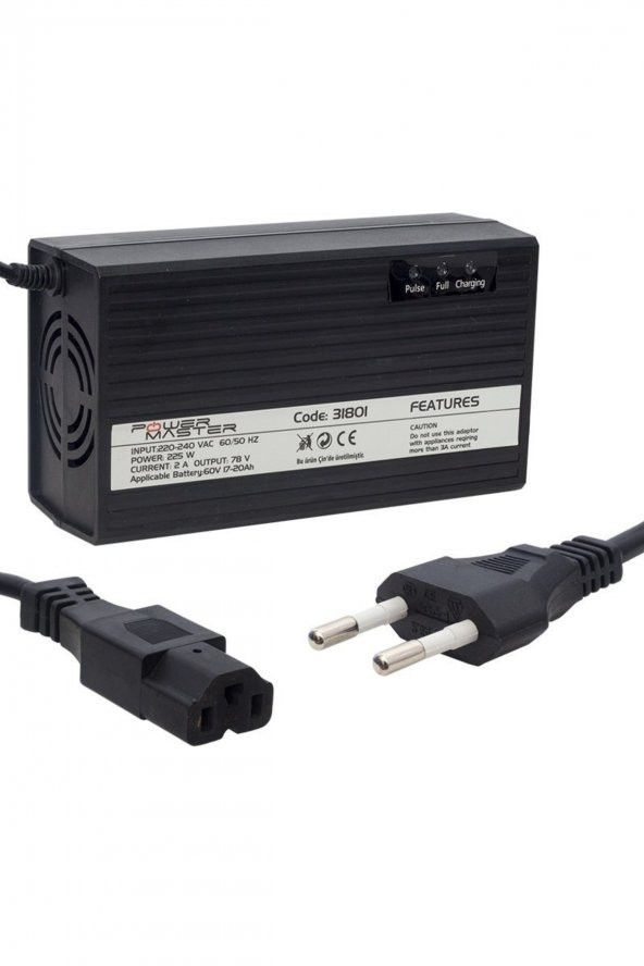 Powermaster Pm-31801 60 Volt - 20 Amper Elektrikli Bisiklet Şarj Cihazı ürün görseli 1