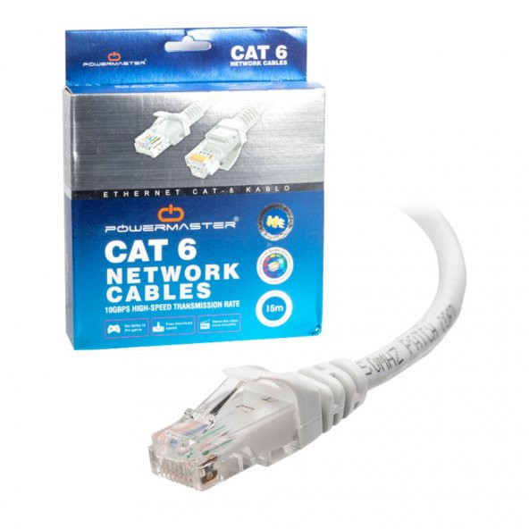 KABLO.CAT6 15 METRE GRİ KUTULU POWERMASTER ürün görseli 1