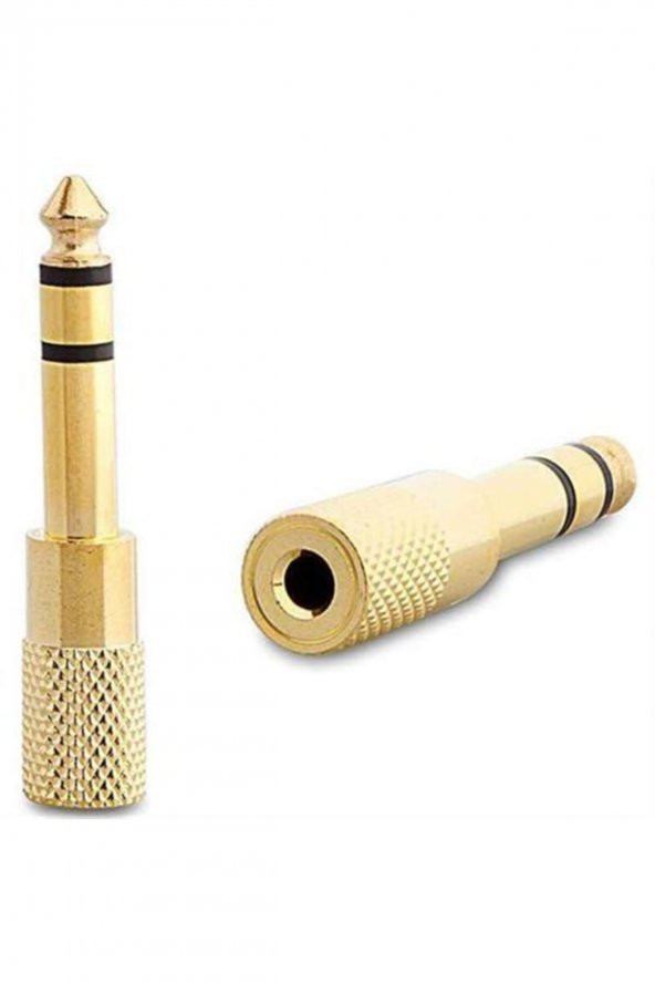 6.3 Mm Stereo Erkek-3.5 Mm Stereo Dişi Sarı Metal Gold Jack Fiş Çevirici ürün görseli 1