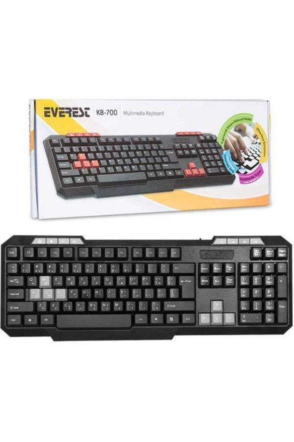 Everest Kb-700 Siyah Usb Us Layout Multimedia Klavye ürün görseli 1
