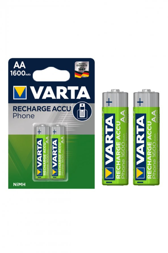 Varta 58399 Nı-mh 1.2v 1600 Mah Hr6 Aa Şarjlı 2li Kalem Pil ürün görseli 1