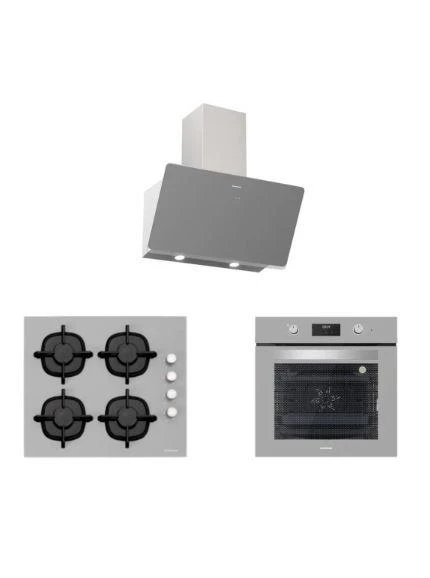 Silverline Gri Cam Ankastre Set (3457 Soho 60+cs5343s01+bo6502s02) ürün görseli 1