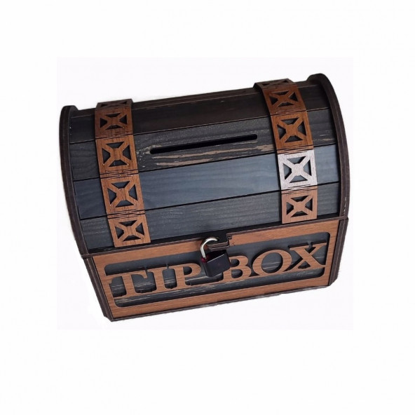 TİP BOX AHŞAP KUMBARA SANDIK TİPİ TİPBOX KİLİTLİ BAHŞİŞ KUTUSU ürün görseli 1