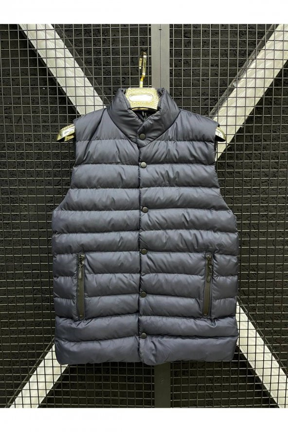 MODAY SOFT CASUAL LACİVERT SPOR DOLUM ŞİŞME YELEK YATAY DİKİŞ PATLI ürün görseli 1
