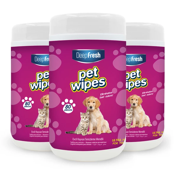 Deep Fresh Pet Temizleme Mendili Kutulu 80 Yaprak 3 Adet ürün görseli 1