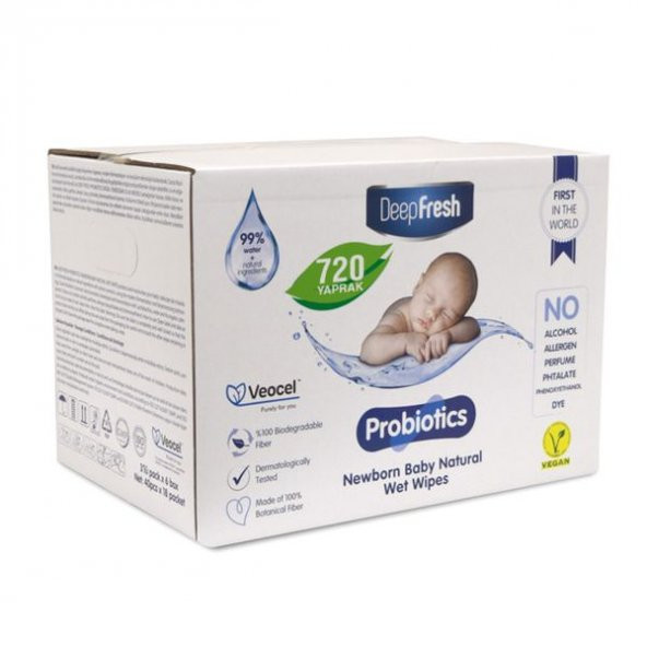 Deep Fresh Probiyotik Doğal Yenidoğan Islak Mendil 18 x 40 Yaprak ürün görseli 1