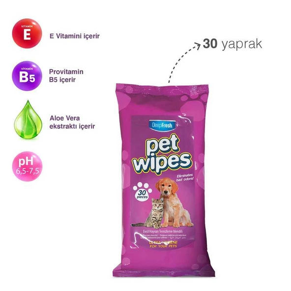 Deep Fresh Pet Temizleme Mendili 30 Yaprak - Resim 6