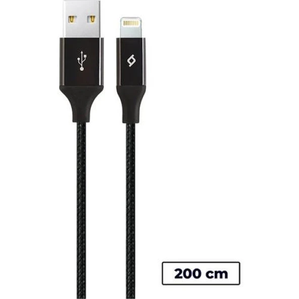 Ttec  2DK19S AlumiCable XL USB-A - Lightning Şarj Kablosu 2 metre Siyah ürün görseli 1