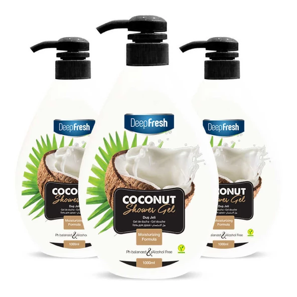 Deep Fresh Duş Jeli Coconut 3 x 1 lt - Resim 5