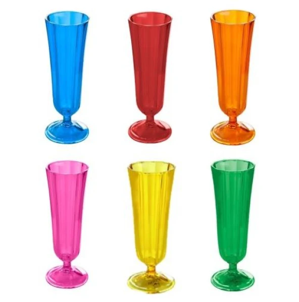 Porland Cam 6Lı Ayaklı Flüt Bardak 130cc Karma Renk ürün görseli 1