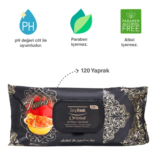 Deep Fresh Oriental Islak Mendil Amber 120 Yaprak - Resim 2