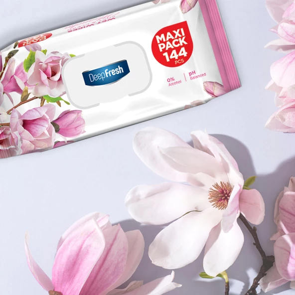 Deep Fresh Maxi Pack Islak Mendil Manolya 144 Yaprak - Resim 3