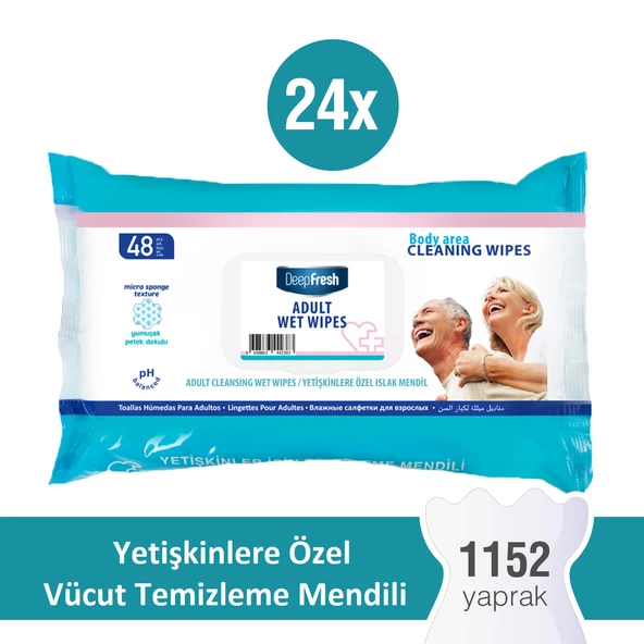 Deep Fresh Yetişkin Vücut Temizleme Mendili 24 lü Paket 1152 Yaprak ürün görseli 1