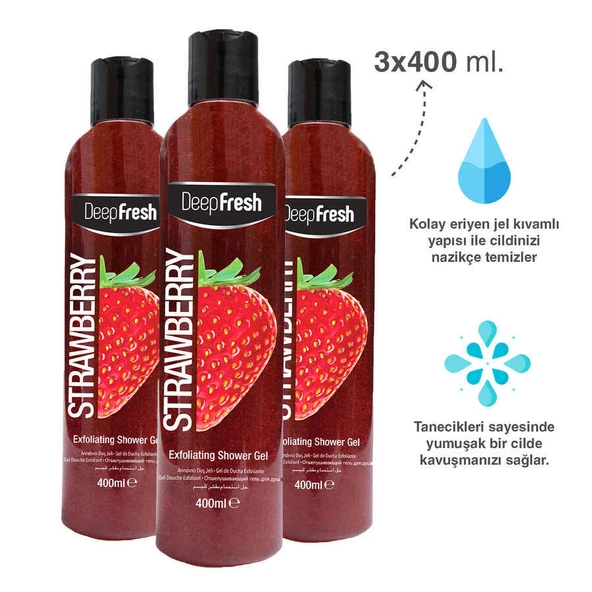 Deep Fresh Arındırıcı Duş Jeli Çilek 3 x 400 ml - Resim 6
