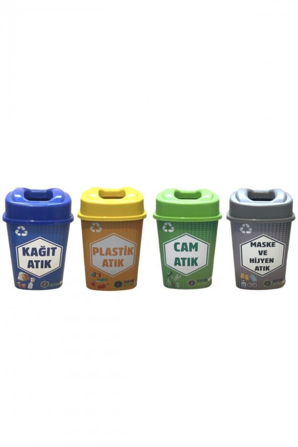 Sıfır Atık Geri Dönüşüm Atık Kutusu 4lü Set-60 Lt ürün görseli 1