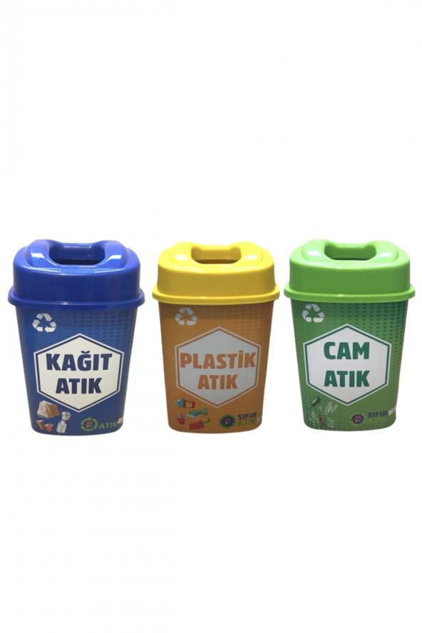 Sıfır Atık Geri Dönüşüm Atık Kutusu 3lü Set-60 Lt ürün görseli 1