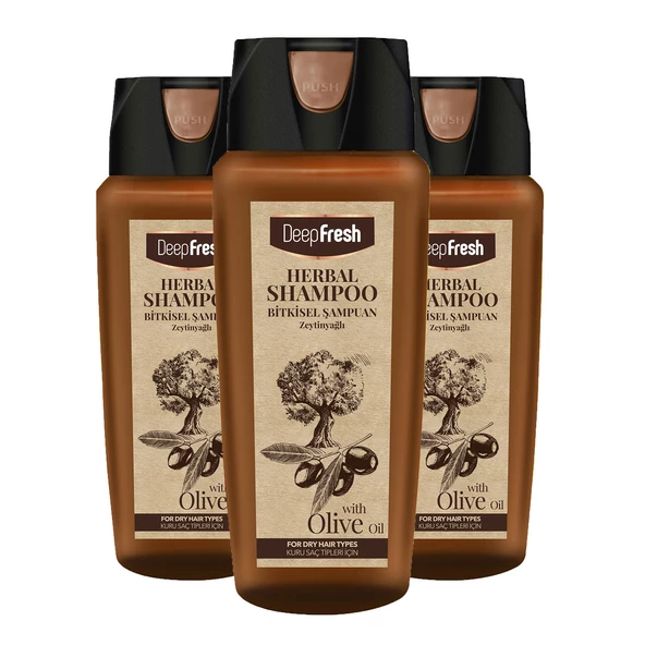 Deep Fresh Herbal Bitkisel Şampuan Zeytinyağı Özlü Kuru Saçlar 3 x 500 ml ürün görseli 1