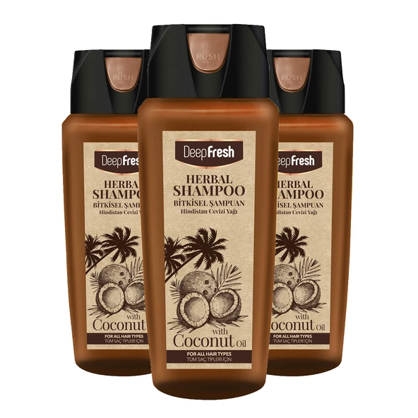 Deep Fresh Herbal Bitkisel Şampuan Hindistan Cevizi Yağı Özlü Tüm Saçlar 3 x 500 ml ürün görseli 1