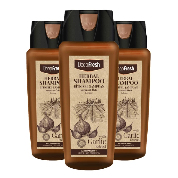 Deep Fresh Herbal Bitkisel Şampuan Sarımsak Özlü Kepekli Saçlar 3 x 500 ml ürün görseli 1