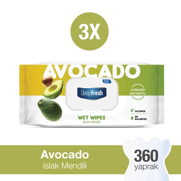 Deep Fresh Doğal Özler Avokado Islak Mendil 3 x 120 Yaprak ürün görseli 1