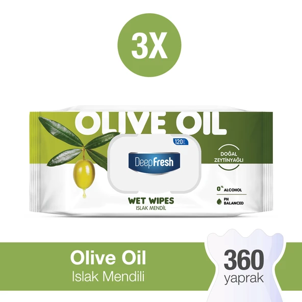 Deep Fresh Doğal Özler Zeytinyağı Islak Mendil 3 x 120 Yaprak ürün görseli 1