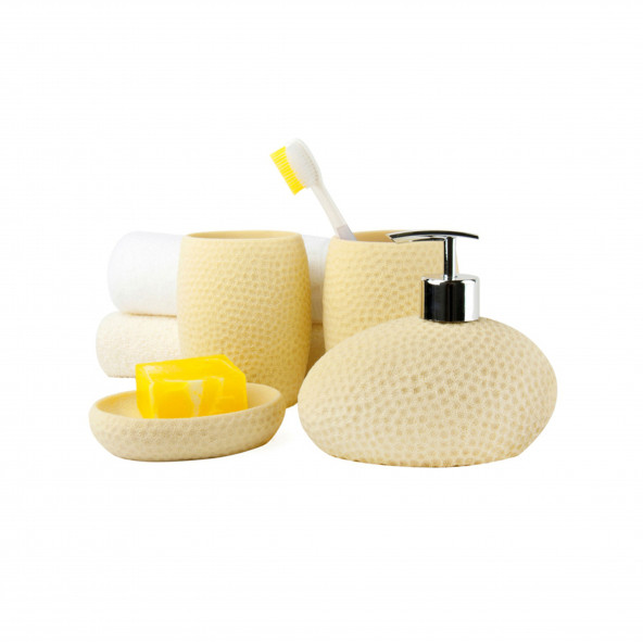 DT0082S-4 SARI PETEK 4 LÜ BANYO SETİ 20x20x13cm ürün görseli 1